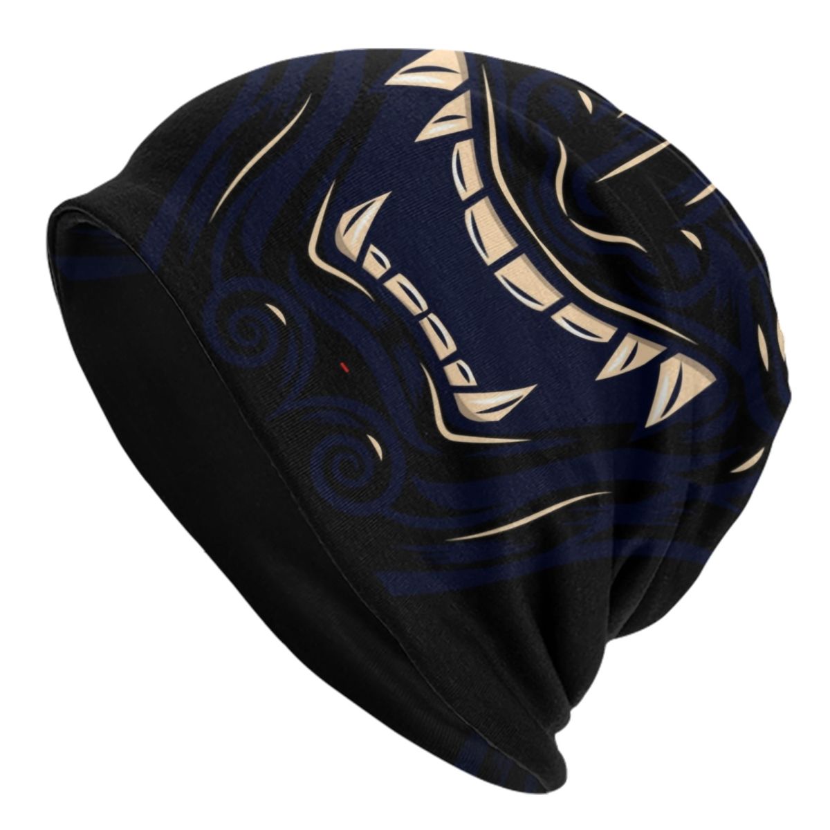 Knit Beanie Hat Warm - Midnight Black Samurai Warrior Oni Bonnet