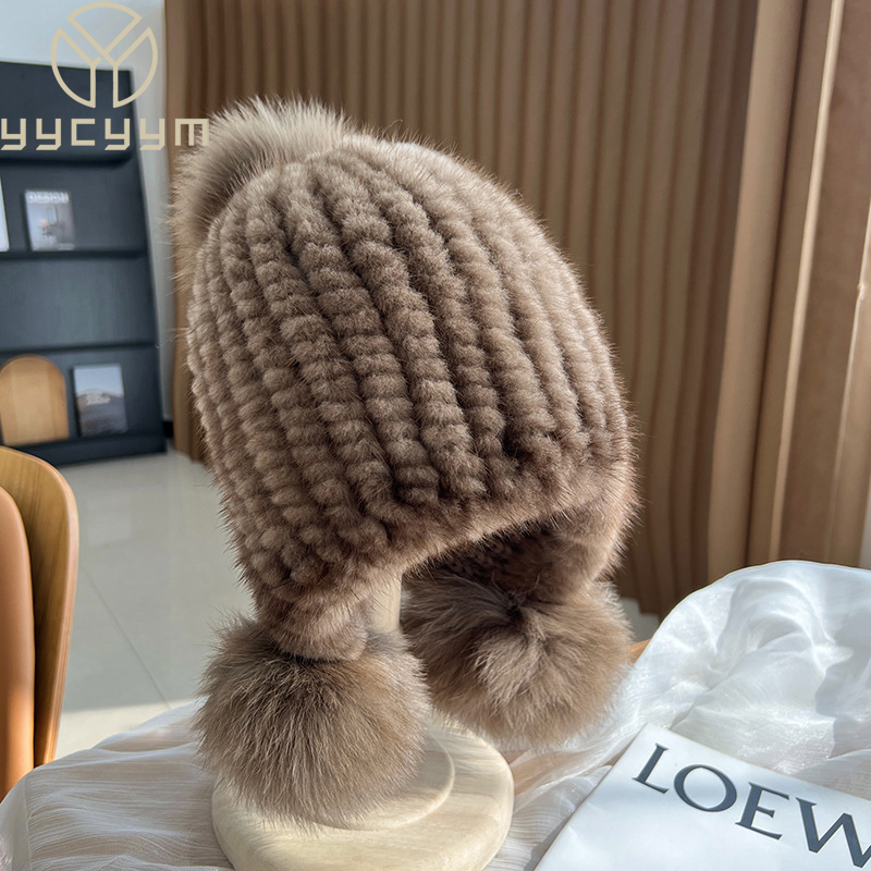 Winter Hot Sale Real Mink Fur  – Knit Beanie Hat Warm recenzja i cena