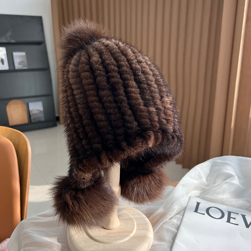 Winter Hot Sale Real Mink Fur  – Knit Beanie Hat Warm recenzja i cena