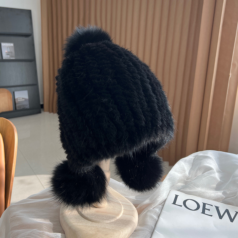 Winter Hot Sale Real Mink Fur  – Knit Beanie Hat Warm recenzja i cena