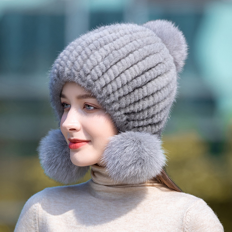 Winter Hot Sale Real Mink Fur  – Knit Beanie Hat Warm recenzja i cena