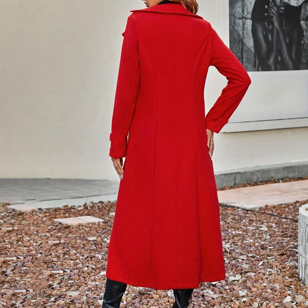 Women's Long Wool Coat Double- – Wool Coat Peacoat recenzja i cena