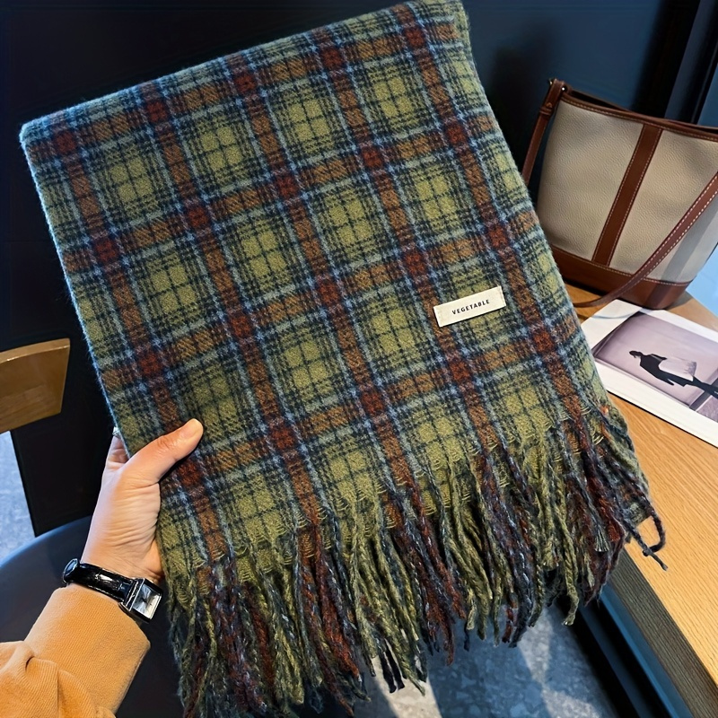 Vintage Green Plaid Tassel Sca – Cashmere Pashmina Wrap recenzja i cena