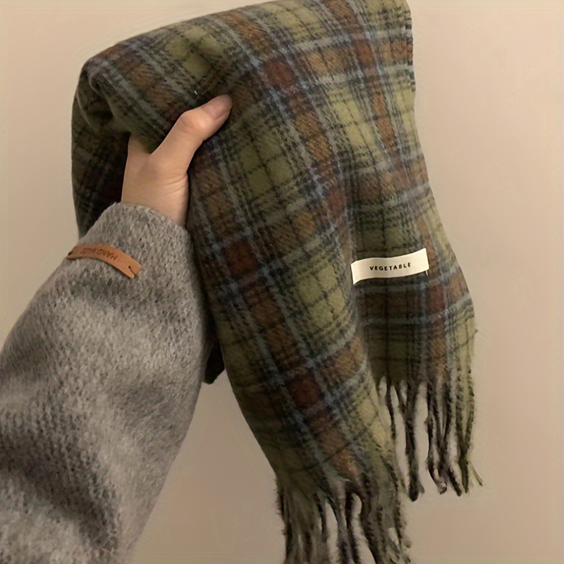 Vintage Green Plaid Tassel Sca – Cashmere Pashmina Wrap recenzja i cena