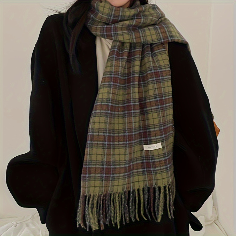 Vintage Green Plaid Tassel Sca – Cashmere Pashmina Wrap recenzja i cena