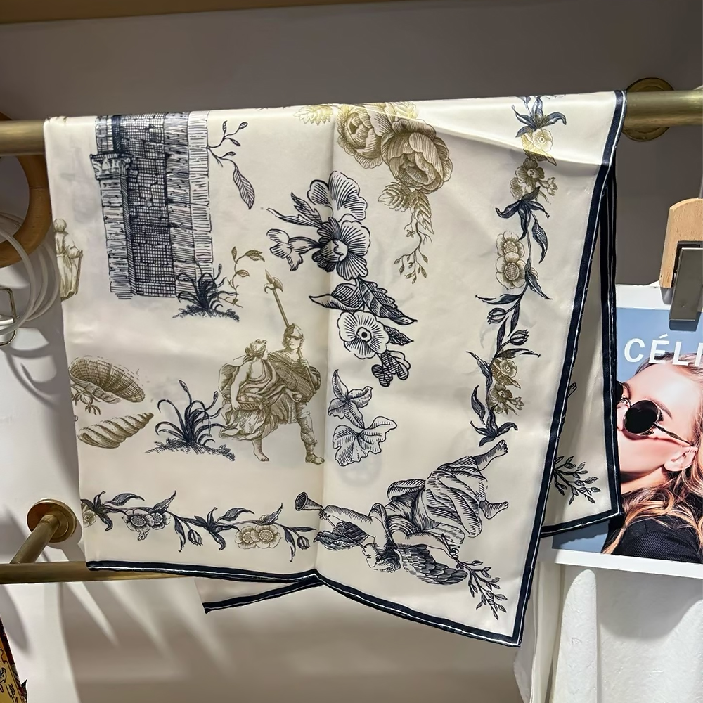 [BYSIFA] Blue White 100% Silk  – Shawl Wrap Winter recenzja i cena