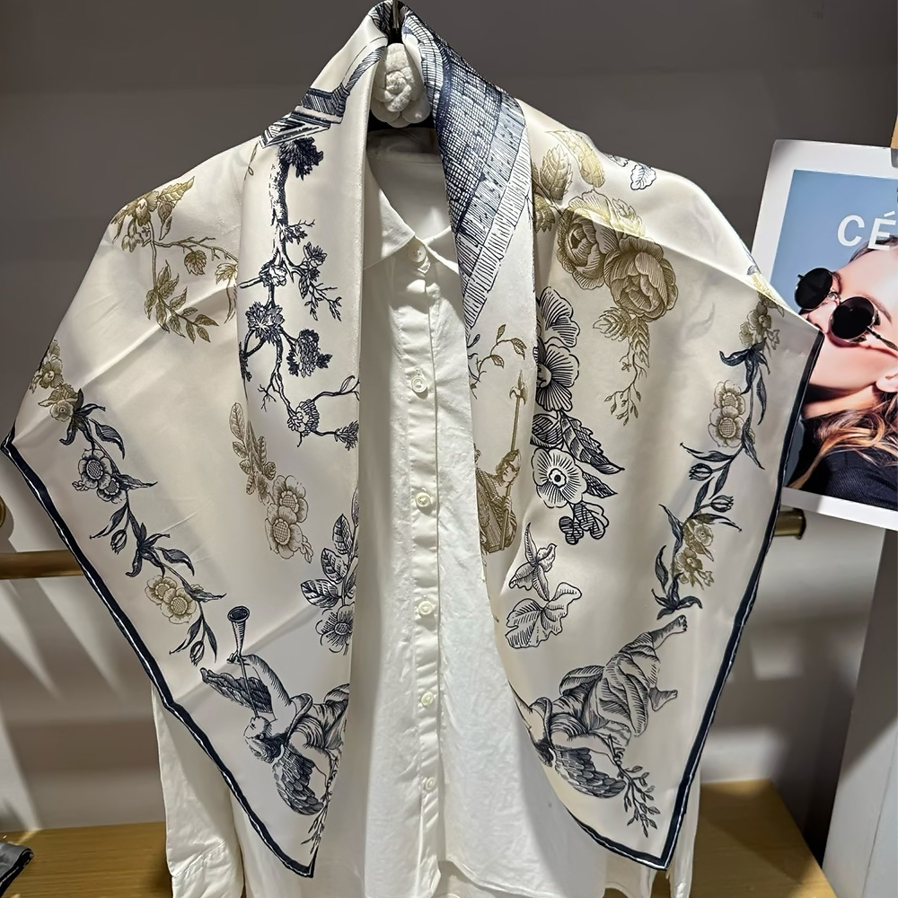 [BYSIFA] Blue White 100% Silk  – Shawl Wrap Winter recenzja i cena