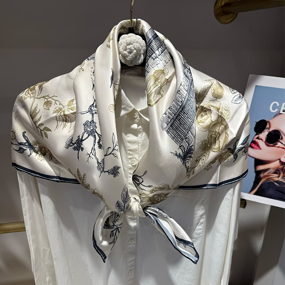 [BYSIFA] Blue White 100% Silk  – Shawl Wrap Winter recenzja i cena