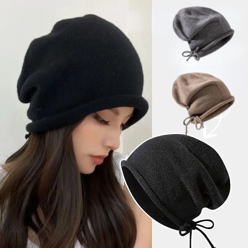 Knitted Bonnet Hoods Female Wi – Knit Beanie Hat Warm recenzja i cena