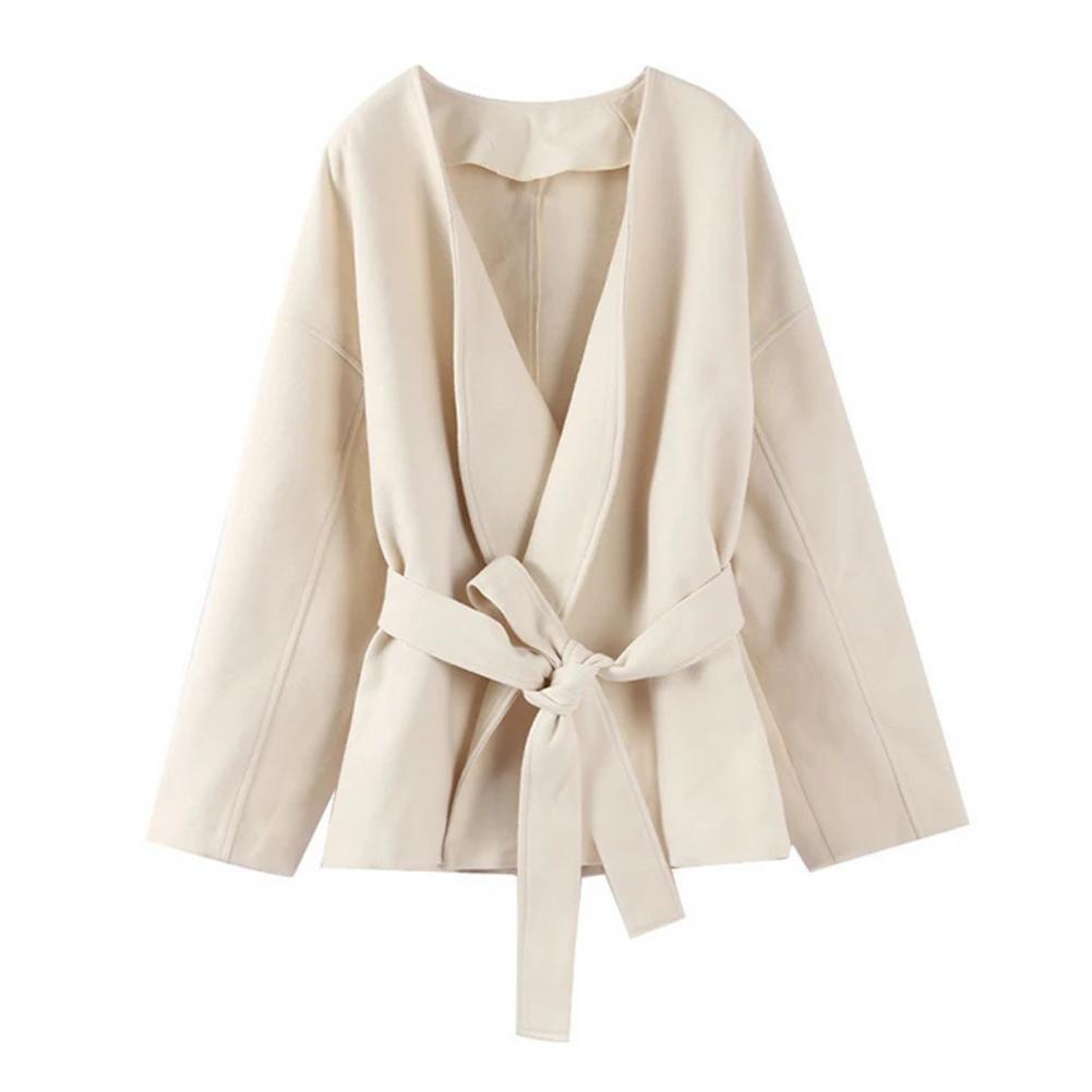 Lace-up Waist Jacket Stylish W – Wool Coat Peacoat recenzja i cena