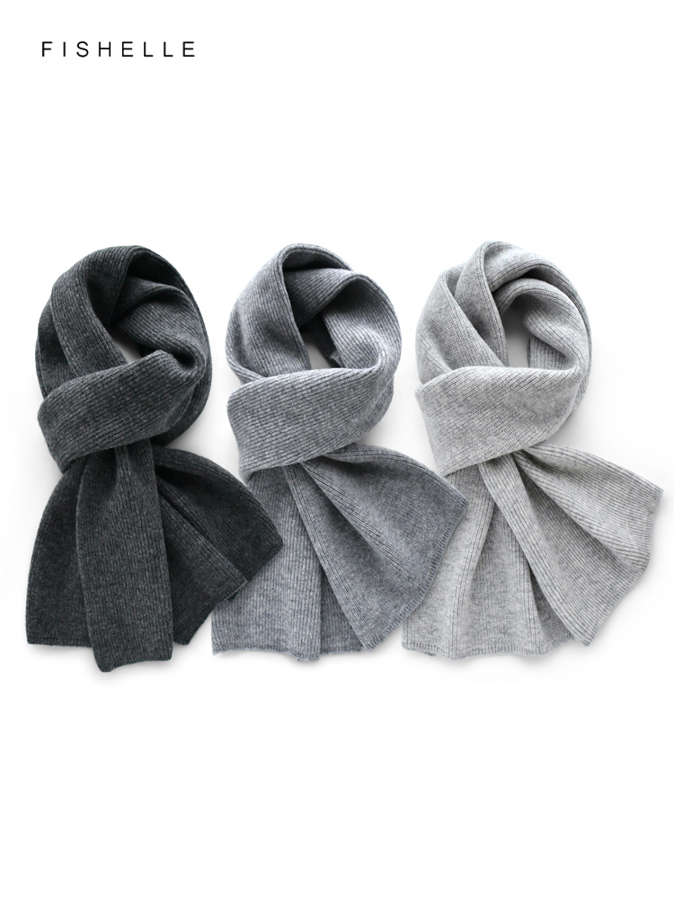 Gray solid color cashmere scar – Wool Scarf Men recenzja i cena