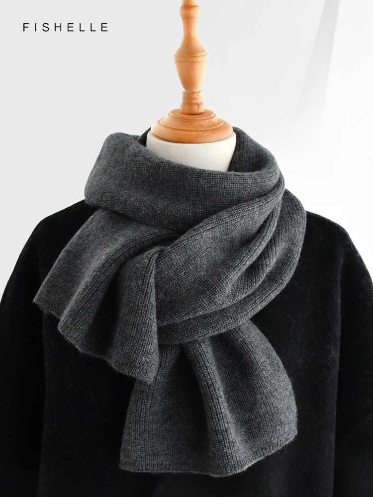 Gray solid color cashmere scar – Wool Scarf Men recenzja i cena