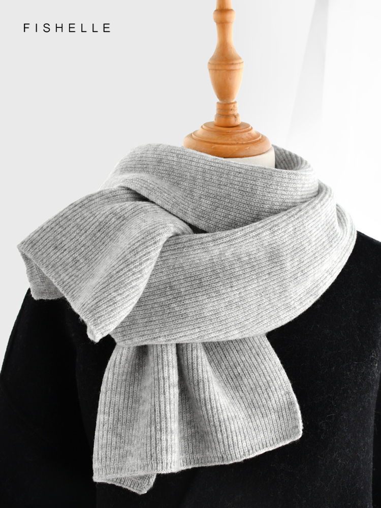 Gray solid color cashmere scar – Wool Scarf Men recenzja i cena