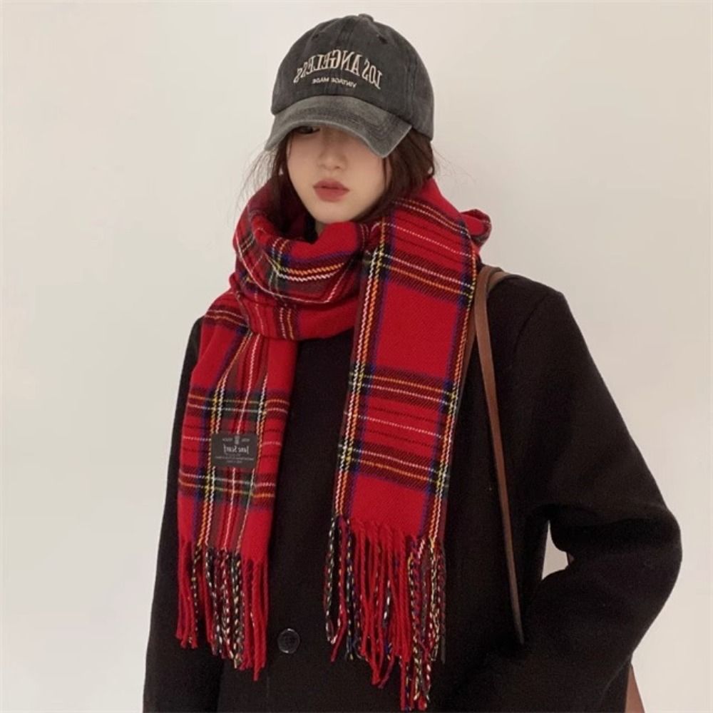 Retro Tassel Plaid Wool Scarf  – Wool Scarf Men recenzja i cena