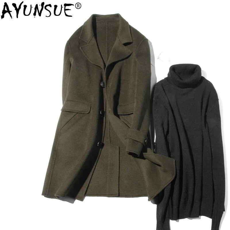 AYUNSUE 100% Wool Coat Men Aut – Wool Coat Peacoat recenzja i cena