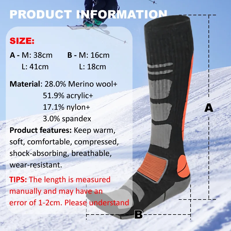 1 Pair Merino Wool Ski Socks M – Thermal Sock Wool recenzja i cena