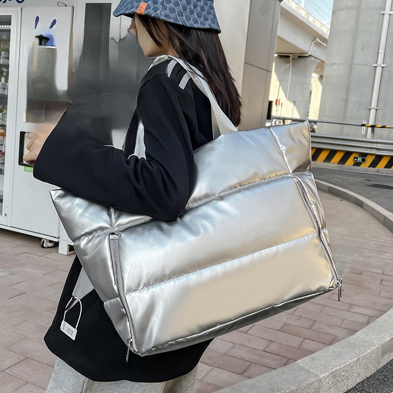 Women Y2k Silver Shoulder Bag  – Down Jacket Packable recenzja i cena