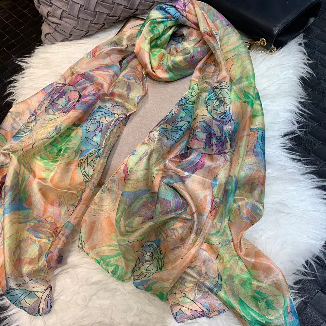 Ladies Green 100% Silk Scarf S – Shawl Wrap Winter recenzja i cena