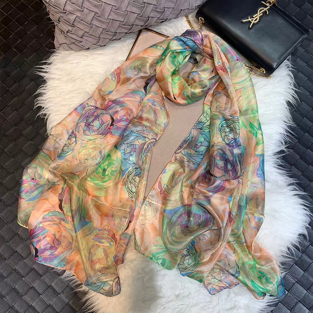 Ladies Green 100% Silk Scarf S – Shawl Wrap Winter recenzja i cena