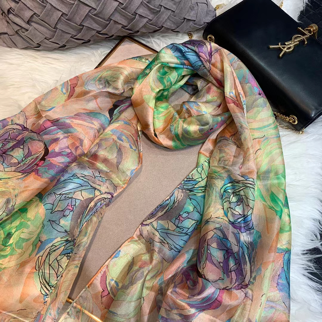 Ladies Green 100% Silk Scarf S – Shawl Wrap Winter recenzja i cena