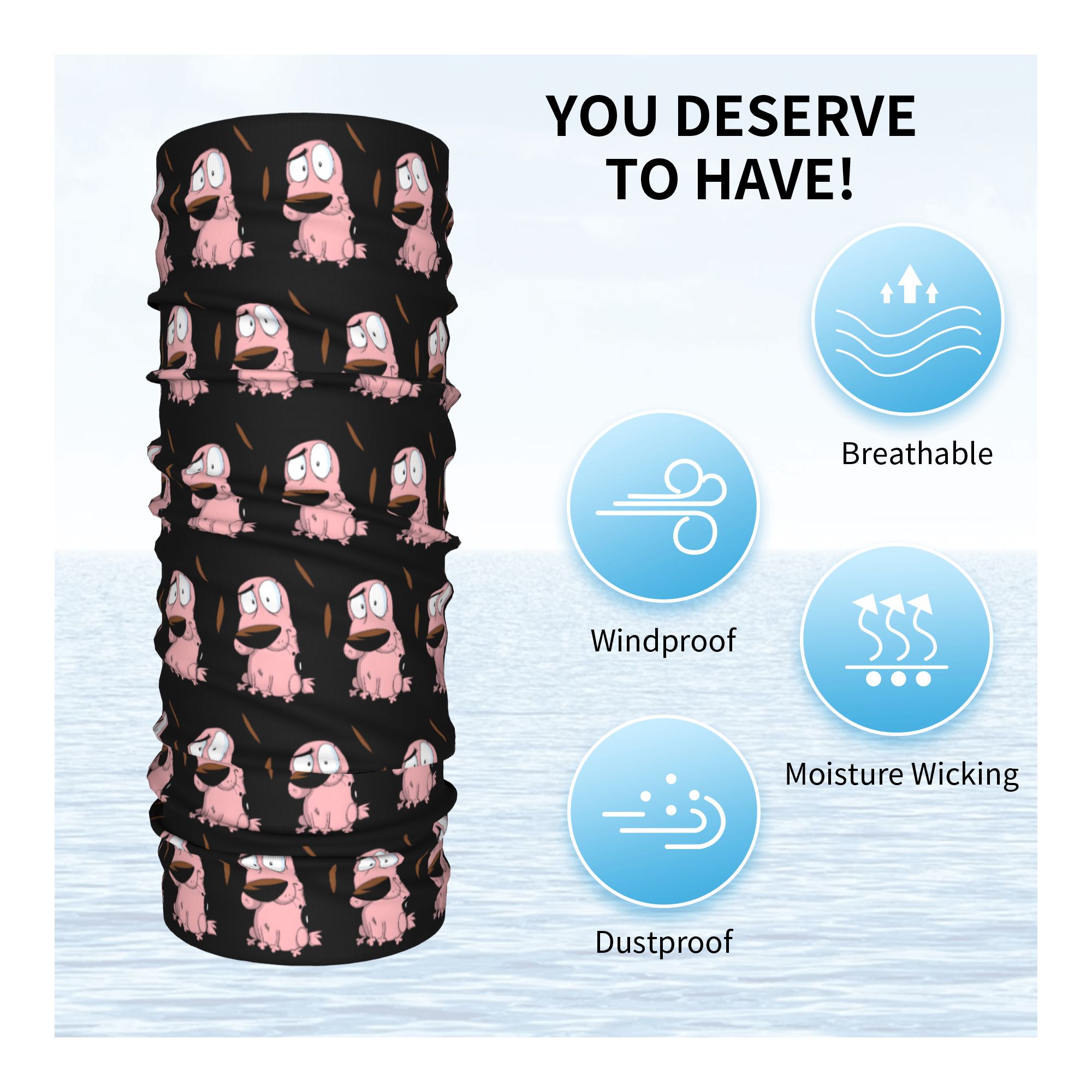 Custom Cartoon Courage Dog Win – Neck Gaiter Fleece recenzja i cena