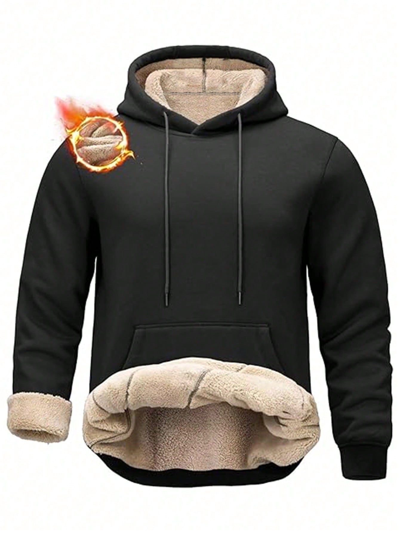 Men's Black Sherpa-Lined Hoodi – Sherpa Hoodie Fleece recenzja i cena