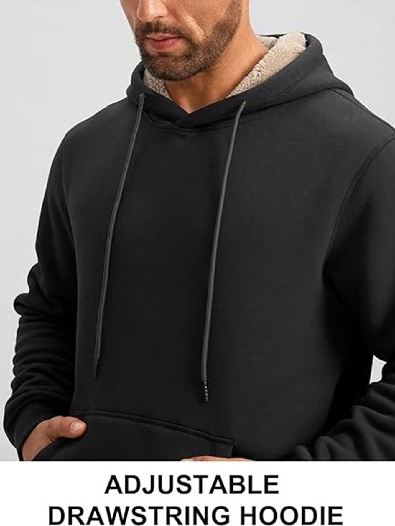Men's Black Sherpa-Lined Hoodi – Sherpa Hoodie Fleece recenzja i cena