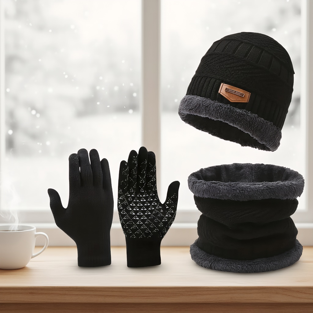 Winter Knit Hat & Scarf Set fo – Wool Scarf Men recenzja i cena
