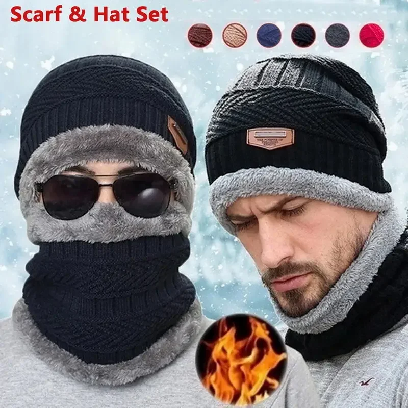 Winter Knit Hat & Scarf Set fo – Wool Scarf Men recenzja i cena