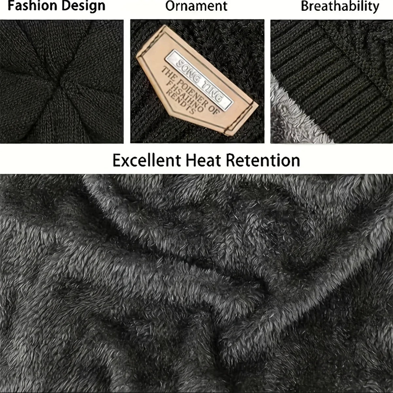 Winter Knit Hat & Scarf Set fo – Wool Scarf Men recenzja i cena