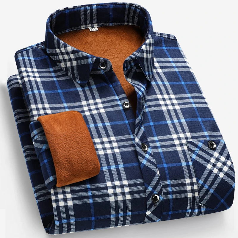 Autumn and Winter Men's Fleece – Flannel Shirt Lined recenzja i cena