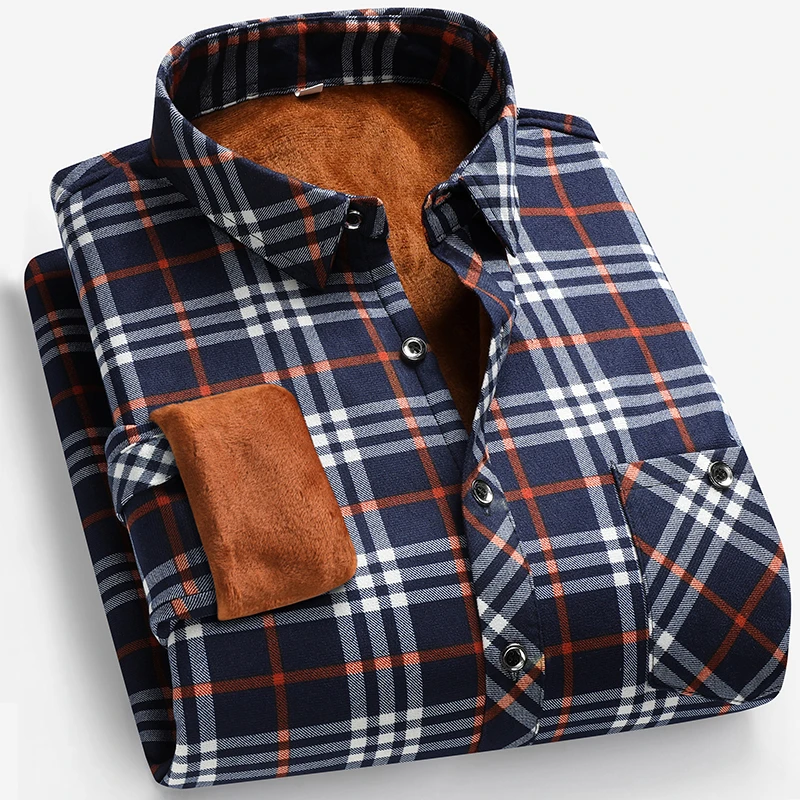 Autumn and Winter Men's Fleece – Flannel Shirt Lined recenzja i cena