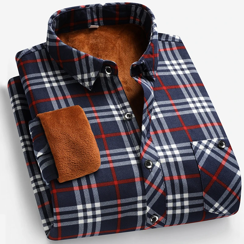 Autumn and Winter Men's Fleece – Flannel Shirt Lined recenzja i cena