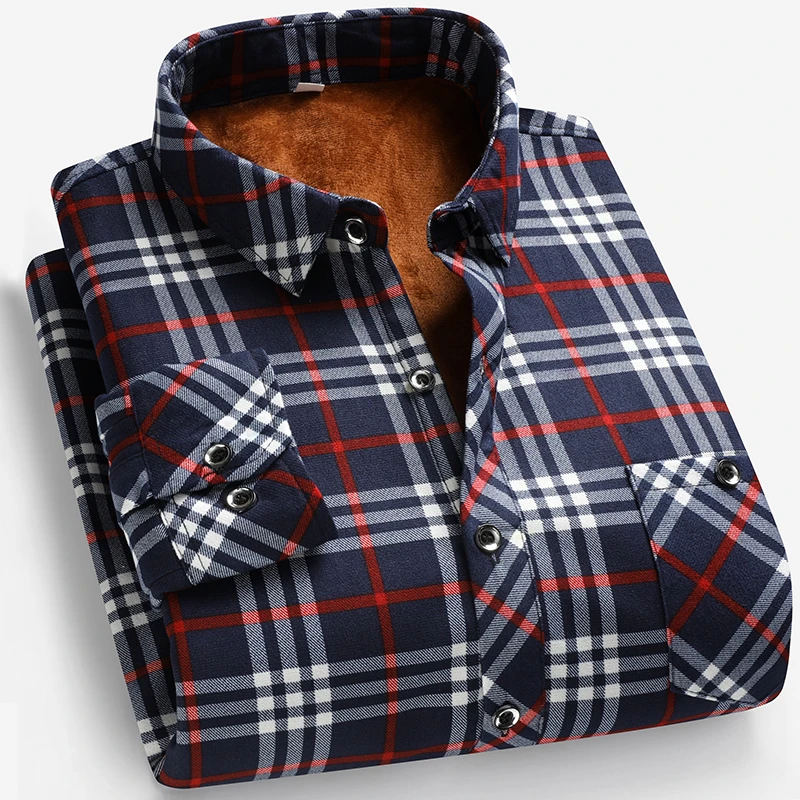 Autumn and Winter Men's Fleece – Flannel Shirt Lined recenzja i cena
