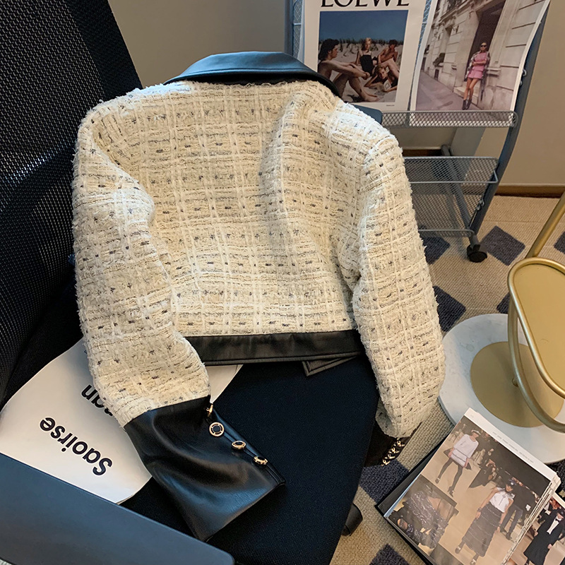 Contrast Stitching Tweed Fragr – Down Jacket Packable recenzja i cena