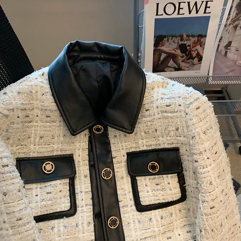 Contrast Stitching Tweed Fragr – Down Jacket Packable recenzja i cena