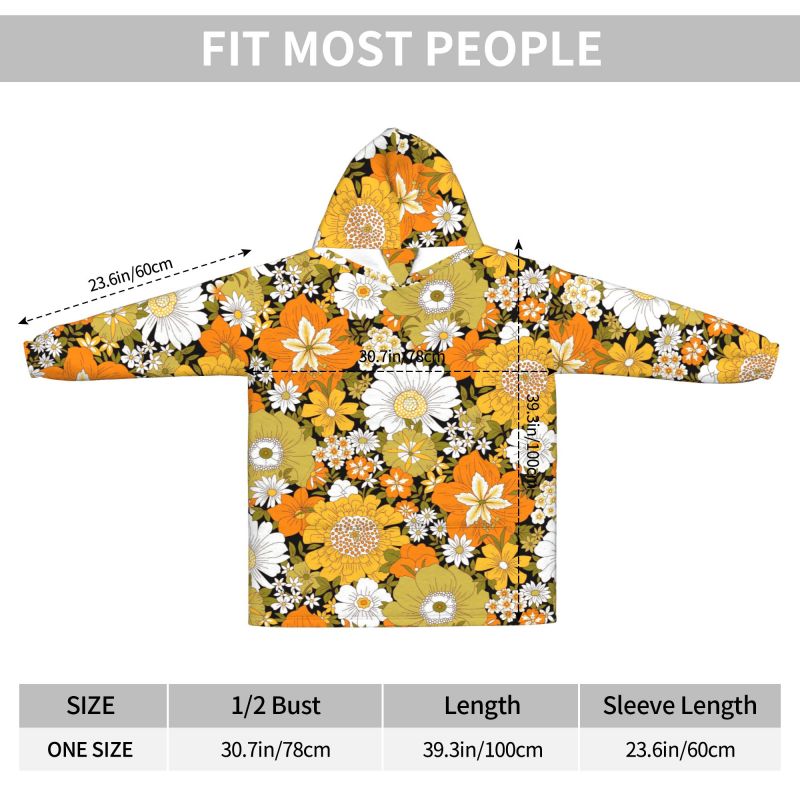 Hippie Flower Floral Retro Bla – Sherpa Hoodie Fleece recenzja i cena