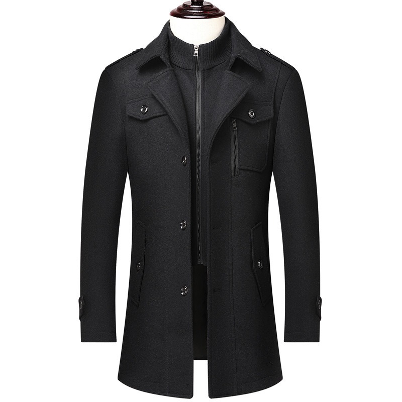 Men's Winter Wool Blend Coat D – Wool Coat Peacoat recenzja i cena