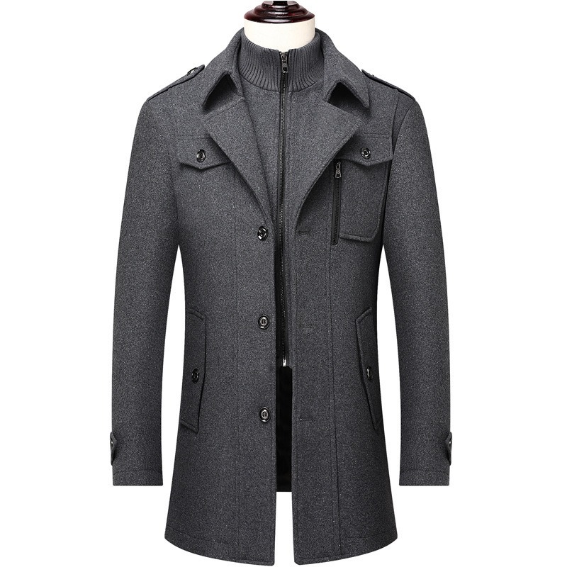 Men's Winter Wool Blend Coat D – Wool Coat Peacoat recenzja i cena