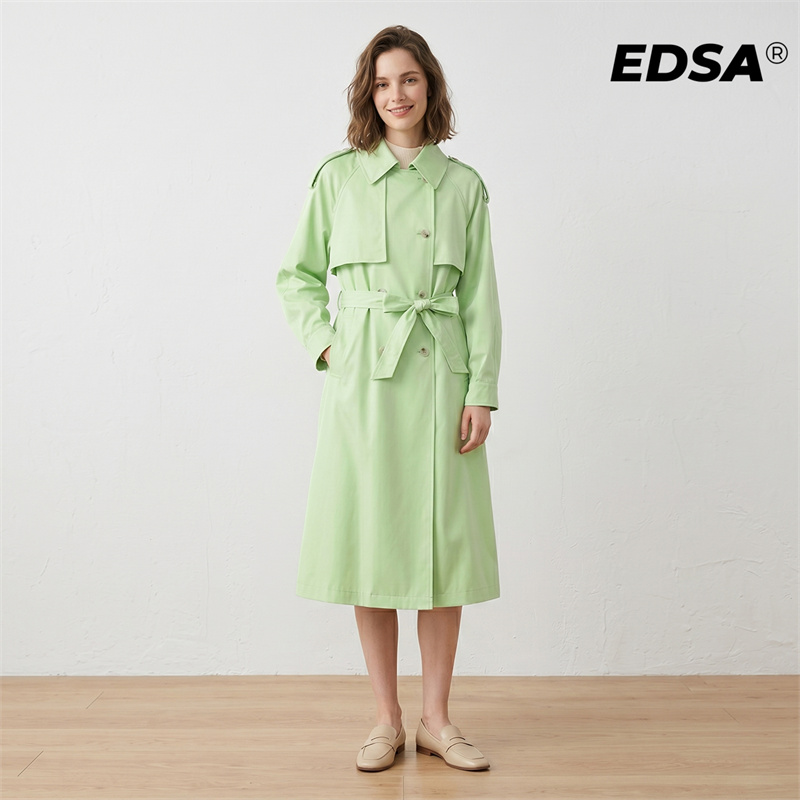 EDSA Women Green Trench Style  – Down Jacket Packable recenzja i cena