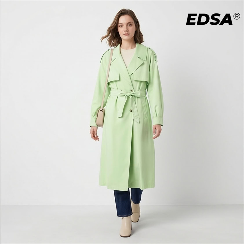EDSA Women Green Trench Style  – Down Jacket Packable recenzja i cena