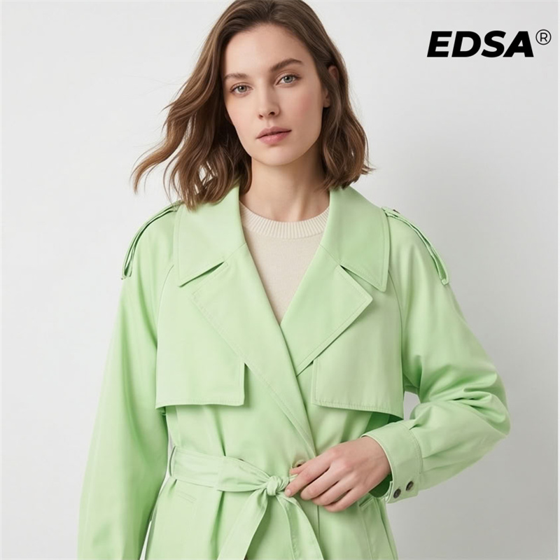 EDSA Women Green Trench Style  – Down Jacket Packable recenzja i cena