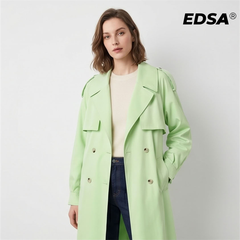 EDSA Women Green Trench Style  – Down Jacket Packable recenzja i cena