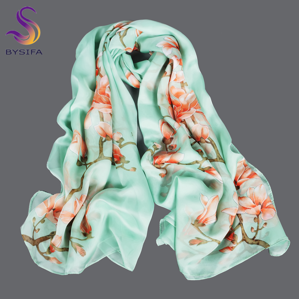 BYSIFA| Light Green Silk Scarf – Shawl Wrap Winter recenzja i cena