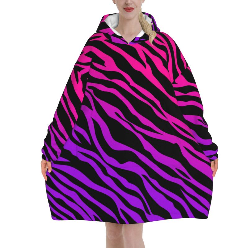 Zebra Stripe Print Wearable Bl – Sherpa Hoodie Fleece recenzja i cena