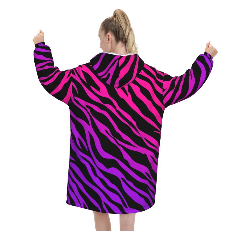 Zebra Stripe Print Wearable Bl – Sherpa Hoodie Fleece recenzja i cena