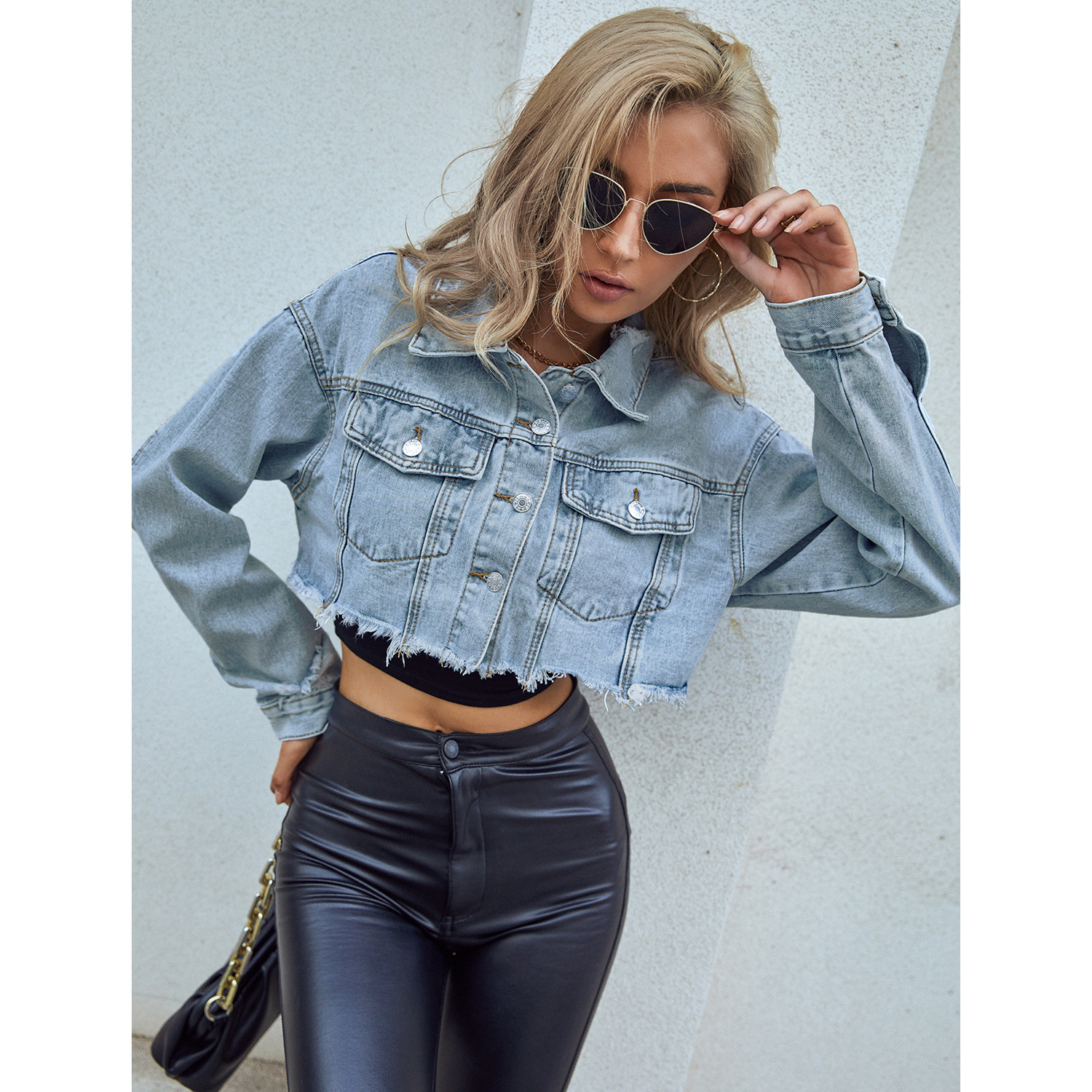 Women Denim Coats Solid Short  – Down Jacket Packable recenzja i cena