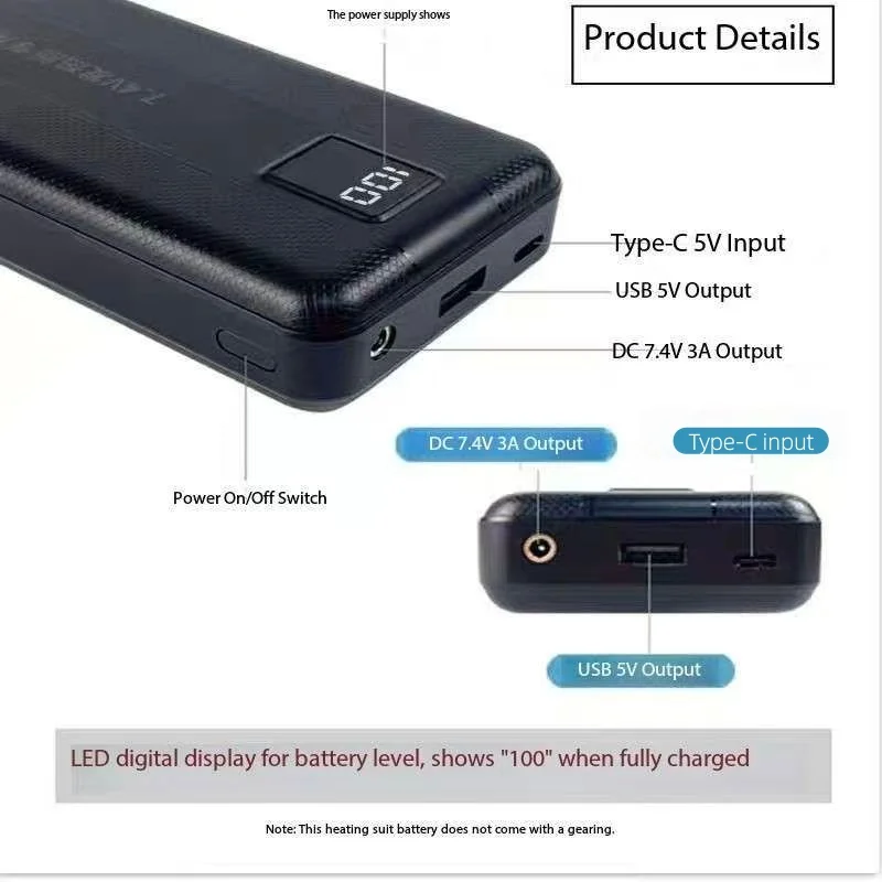 New Large Capacity 7.4V/3A/160 – Heated Vest Battery recenzja i cena