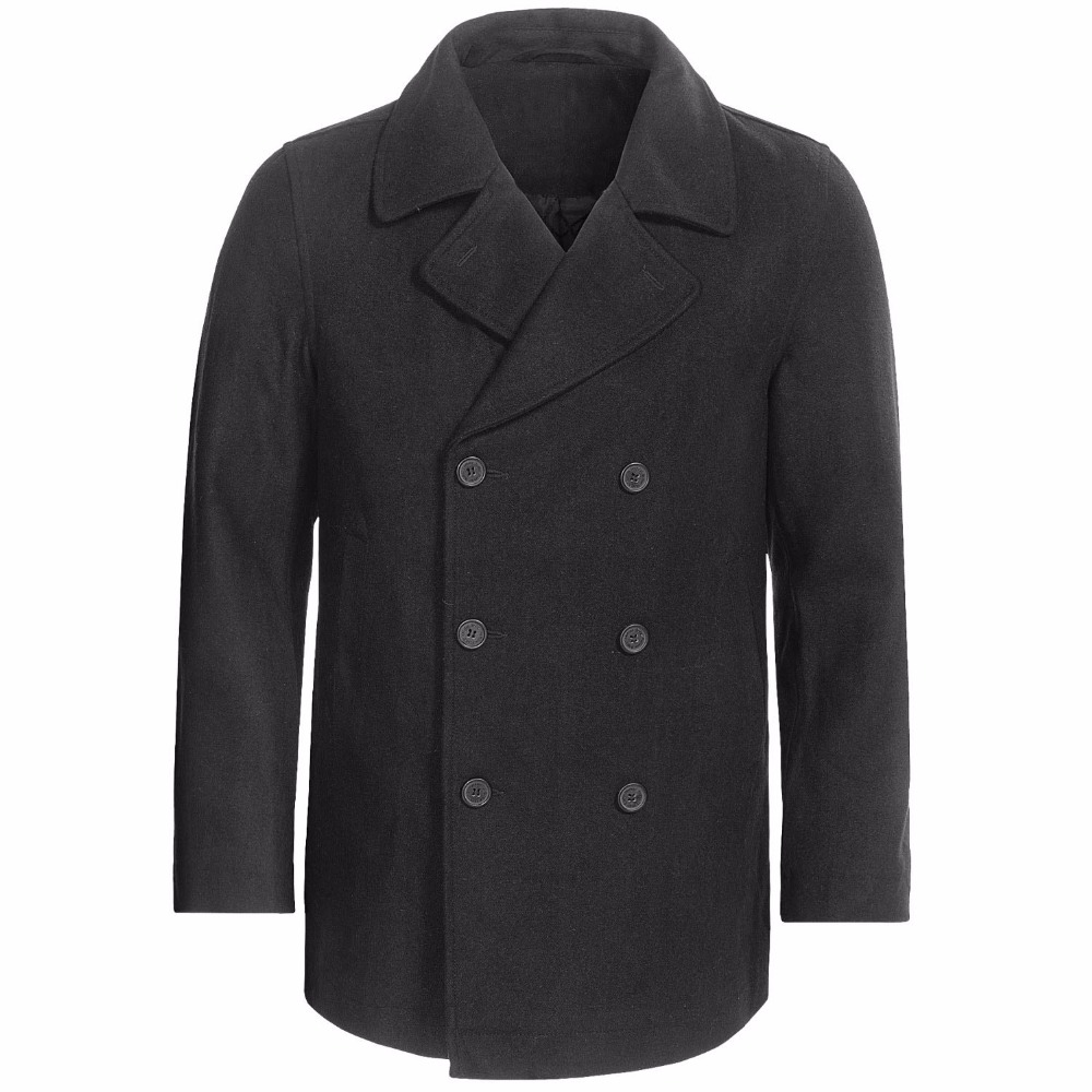 Custom Made Charcoal grey Pea  – Wool Coat Peacoat recenzja i cena