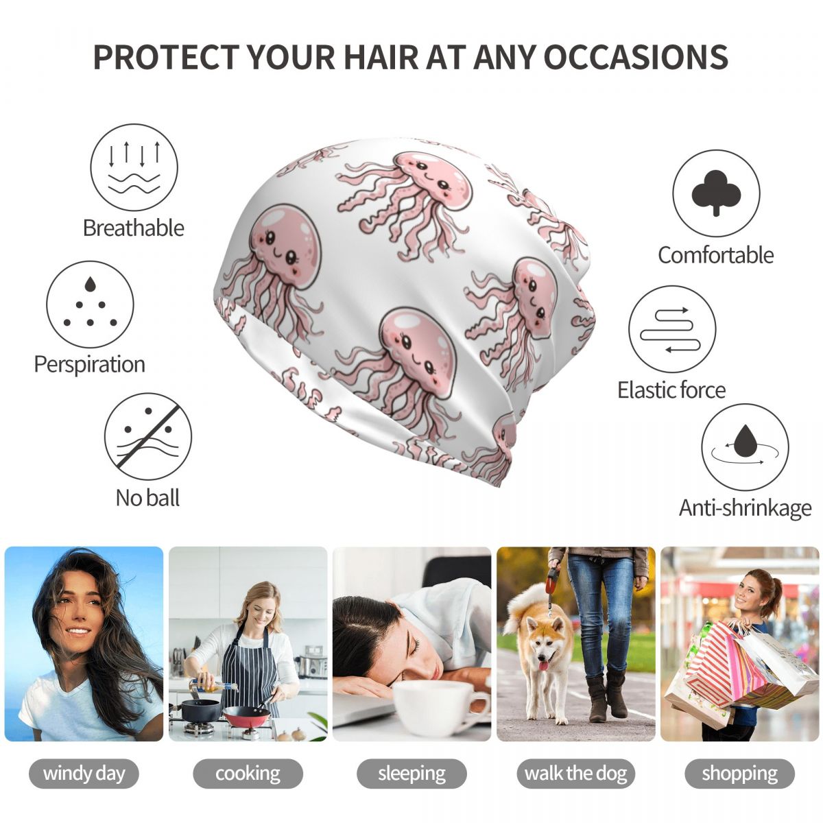 Cute Jellyfish Kawaii Design B – Knit Beanie Hat Warm recenzja i cena
